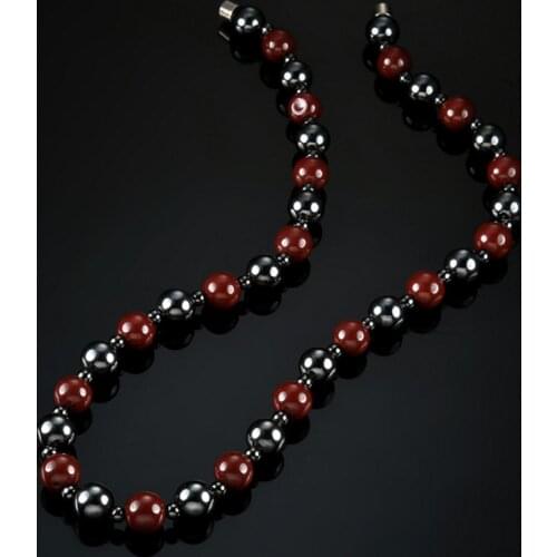 Hematite Necklace With Magnetic Therapy Black Red Health Women Men Jewelry Beads