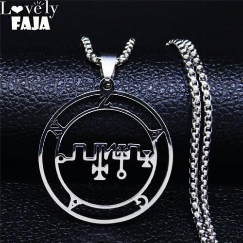 Stainless Steel Demon Seal Statement Necklace Silver Color Satan ZAGAN for Necklace Men/Women Jewelry colgante mujer N1251S03