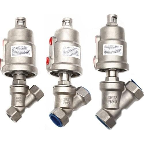 1/2" 3/4" 1" Stainless Steel Pneumatic Threaded Angle Seat Valve Y Type High Temperature Steam Threaded Angle Seat Valve