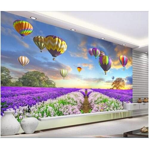 Custom photo mural 3d Modern wallpaper Evening lavender flower sea balloon Home decor living room wallpaper for walls 3 d