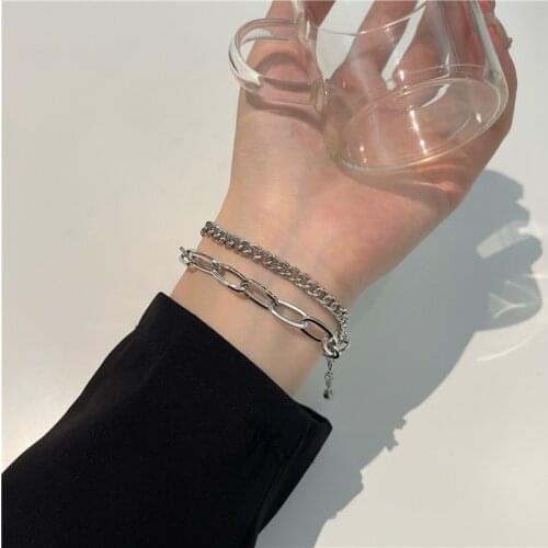 Simple Temperament Hiphop Wholesale Bracelet Charms Double Layers Bangles for Women