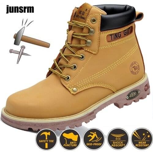 Work boots Protective shoes Mens Steel toe boots Anti-knock anti-piercing men protection footwear safety shoes indestructible