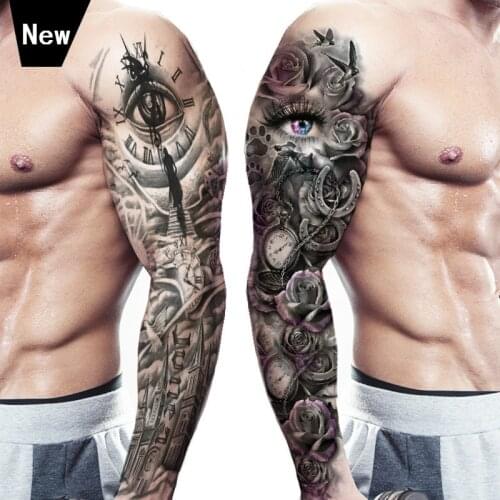 Wholesale New Removable Waterproof Temporary Tattoo QB Serial Full Arm Body Shoulder onetime Tatuajes 500packs/lot free shipping