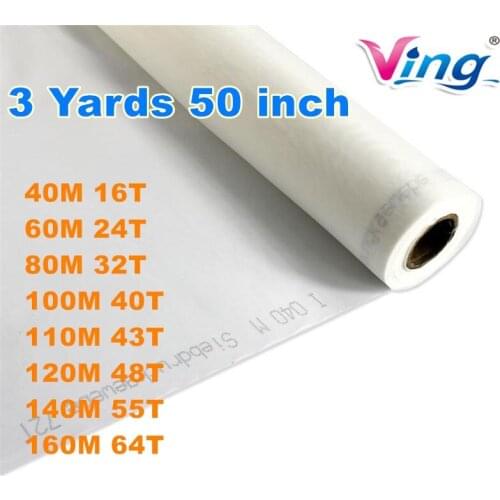 50 Inches 3 Yards 40-160Mesh Polyester White Silk Screen Printing Mesh Fabric for Clothes Textiles Screen Printing Mesh Filter