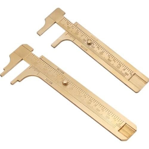 1pc Metal Brass Mini Sliding Gauge DIY Vernier Caliper Ruler Measuring Tool Double Scales mm/inch Precision Measurement Tool