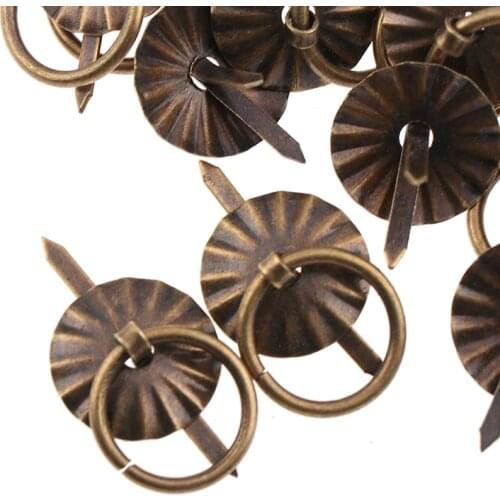 20PCS 12/19mm Vintage Bronze Cabinet Knobs Handles Furniture Sun Pin Knobs Kitchen Drawer Cupboard Ring Pull Handles Fittings