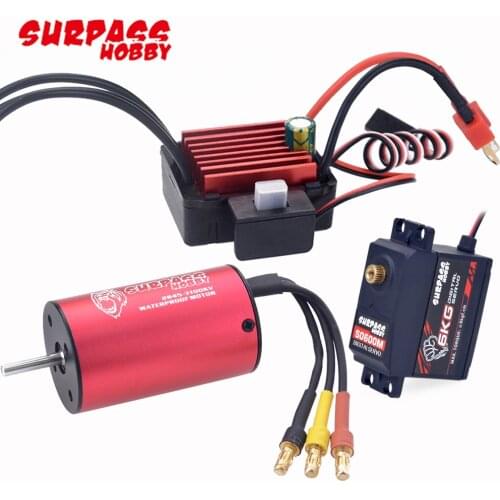 SurpassHobby 2845 3100KV Waterproof Sensorless Brushless Motor with 35A Brushless ESC for 1:12 RC Car