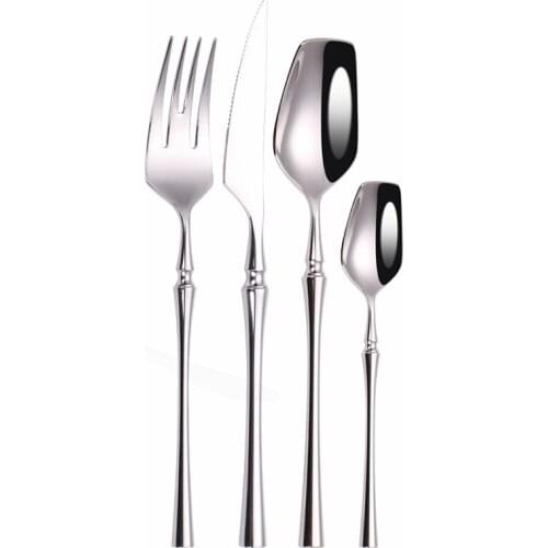 Mirror Silver Stainless Steel Cutlery Set Luxury Kitchen Tableware Spoon Fork Knife Set Dinnerware High Quality Dinner Set