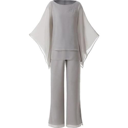 Womens 2 Pieces Plus Size Outfits Mother of Bride Pant Suits Evening Wedding Cocktail Party Dress