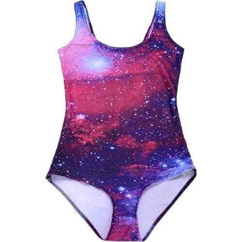 S To 4xL Galaxy Purple Women Swimsuit One Piece 3D Printing Swimming Wear Bodycone Suits 3 Patterns