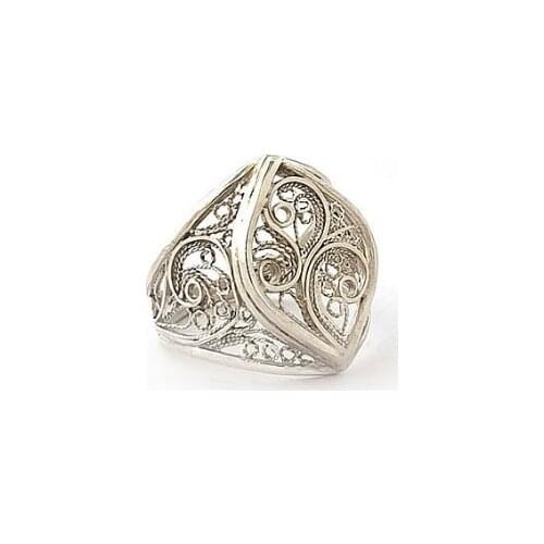 Womens Fashion 925 Silver Color Ring Vintage Hollow Pattern Jewelry Wedding Engagement Party Ring Size 5-11