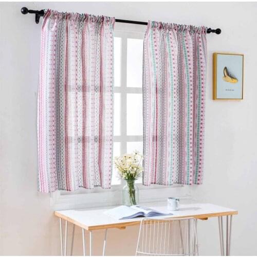 1 Pc Rod Small Window Short Curtain Household Sheer Valance Kitchen Balcony Door Panels Curtain Home Curtain Drape - 100x130cm