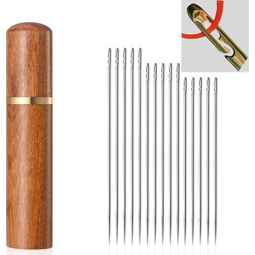 12 Pcs Blind Self-Threading Needles Hand Household Sewing Stainless Steel Sewing Needless Threading Apparel Sewing Accessories