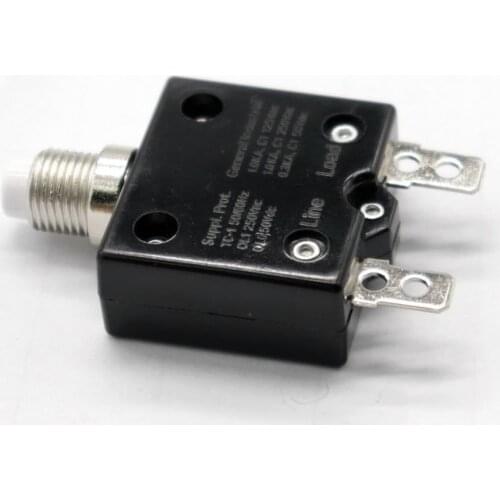 30 Amp Thermal Overload Protector, DC50V Push Reset Button Circuit Breaker with Black Button Cap
