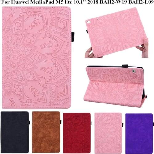 3D Flower Embossed PU Leather for Huawei MediaPad M5 Lite 10 Case BAH2-W19/L09/W09 10.1" Tablet for Huawei Mediapad M5 Lite 10