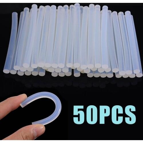 50pcs/lot Mini Transparent Hot Melt Glue Sticks 100*7mm Eva Hot Adhesive Melt Stick For DIY Hair Clips Jewelry Repair