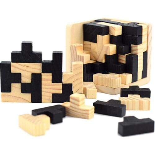 54Pcs Wooden T Shape 3D Puzzles Building Blocks Luban Lock Educational Toys Christmas And New Year Childrens Gifts