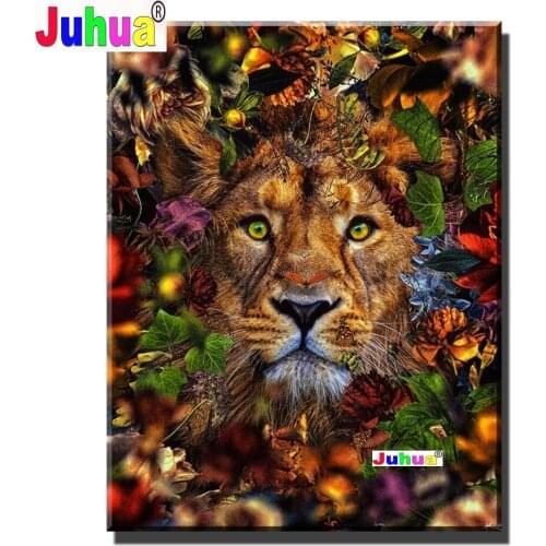 5D DIY Diamond Painting"Forest Lion"Pattern Full Square Round Diamond Embroidery Rhinestone Cross Stitch Mosaic Home Decor