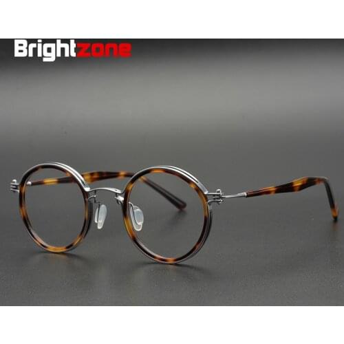Acetate Round Titanium Glasses Frame Men Women Vintage Clear Eyeglasses Optical Myopia Prescription Frames Spectacles Eyewear