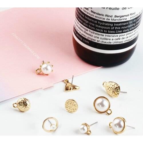 DIY alloy jewelry accessories simple pearl triangle hanging clover anti allergy earrings earrings materials