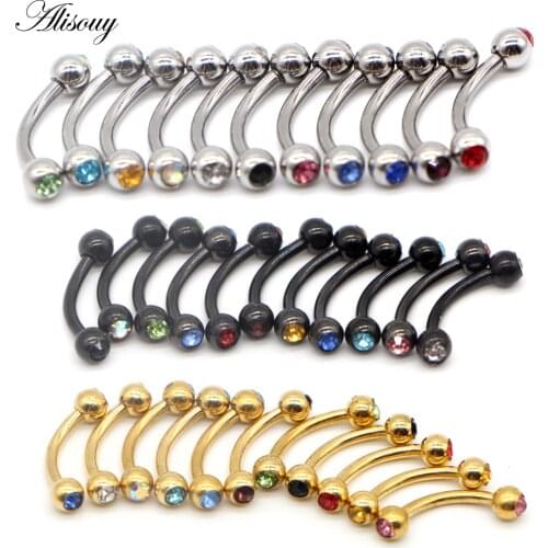 Alisouy 1PCS Surgical Stainless Steel Eyebrow Nose Lip Captive Bead Ring Tongue Piercing Tragus Cartilage Earring Body Jewelry