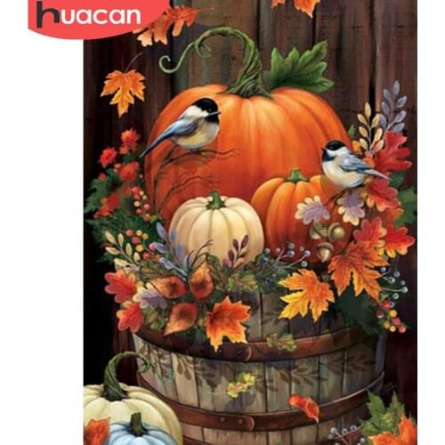 HUACAN Diamond Painting 5d Diy Pumpkin Home Decor Embroidery Mosaic Bird Scenery Cross Stitch Kit Diamond Art Wall Stickers
