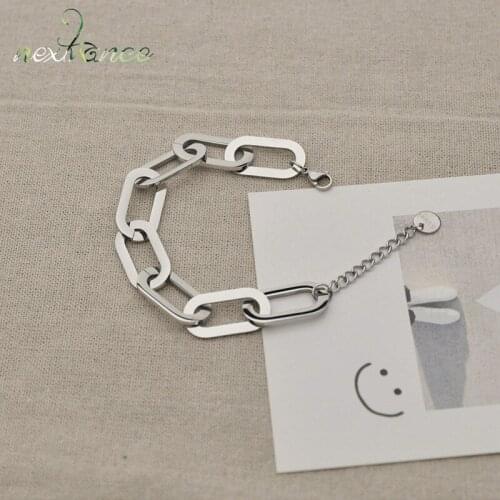 Nextvance Stainless Steel Geometry Bracelets Oval Chains Bracelet For Women Girlfriend Couper Valentines Day Jewelry Gift