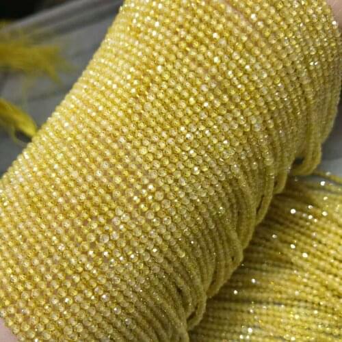 Natural lemon yellow zircon cut surface beads Zircon beads used in jewelry making DIY necklace bracelet accessories 2-3mm