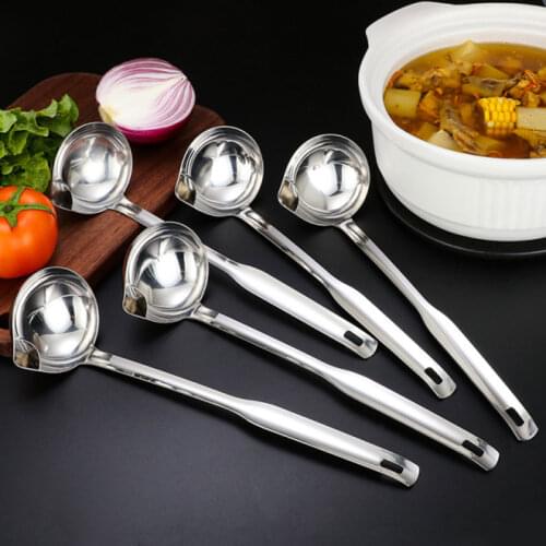 Long Handle Oil Soup Separate Spoon Home Strainer Cooking Colander Kitchen Scoop Stainless Steel Ladle Dinner Tableware