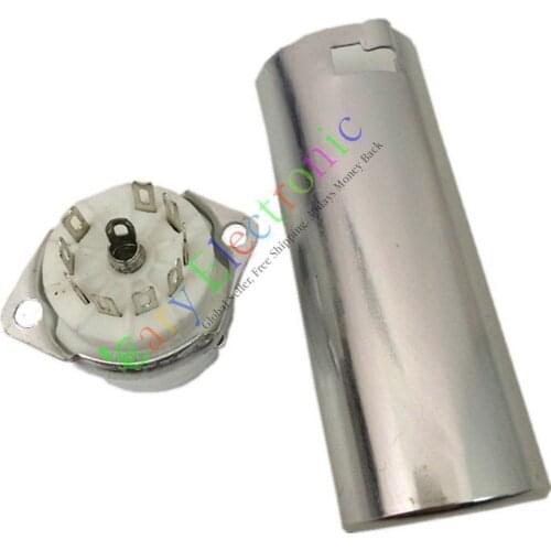 Wholesale and retail 4pc 9pin Ceramic vacuum tube socket valve with Shield Cover 70MM audio amp DIY free shipping