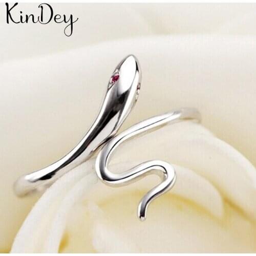 Kindey Fashion Silver Color Crystal Snake Rings For Women Vintage Female Finger Ring Jewelry Girls Gift