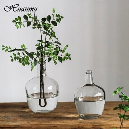 Classic Creative Vase Top Quality Glass Transparent Home Deco Living Room Reagent Bottle Flower Vase Wholesale горшок для цветов