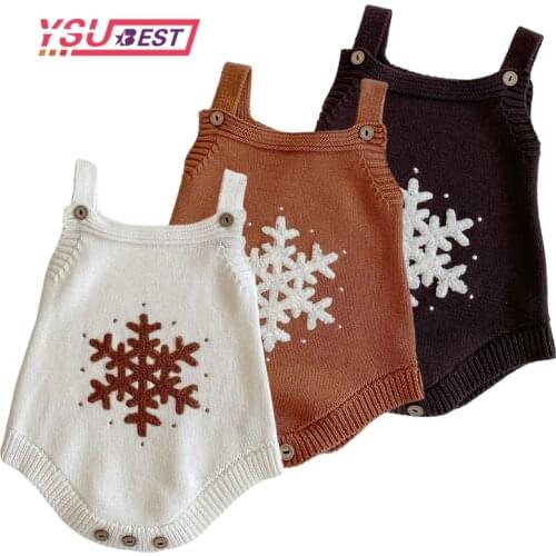 Baby Girls Bodysuits Clothes Snowflake Print Knitted Newborn Infantil Onesie Body 0-24Months Toddler Children Jumpsuits Outfits