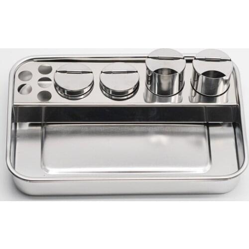 Dental Lab Instruments Storage Box Dental Tray With 4 Bottles Stainless Steel 1 Set For Clinic Equipment