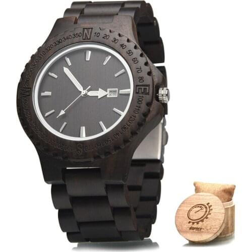 Hofost Wooden Watch For Men Kaanapali Collection Analog Large Face Wood Watch Bamboo Gift Box