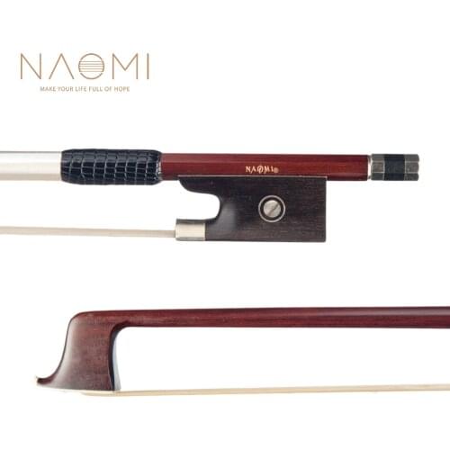 NAOMI 4/4 Violin Bow IPE Bow Round Stick Lizard Skin Grip Silver Wire Winding Ebony Frog W/ Paris Eye Inlay