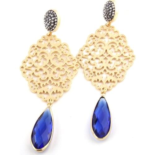 Fashion Metall Grid Links Crystal Drop Earring