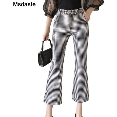 MsDaste Women's Plaid Trousers