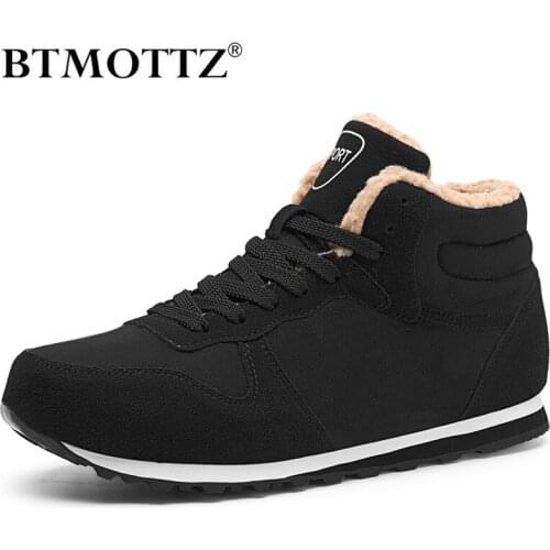 Suede Leather Men Boots Winter with Fur Super Warm Snow Boots Men Winter Work Casual Shoes Sneakers High Top Rubber Ankle Boots