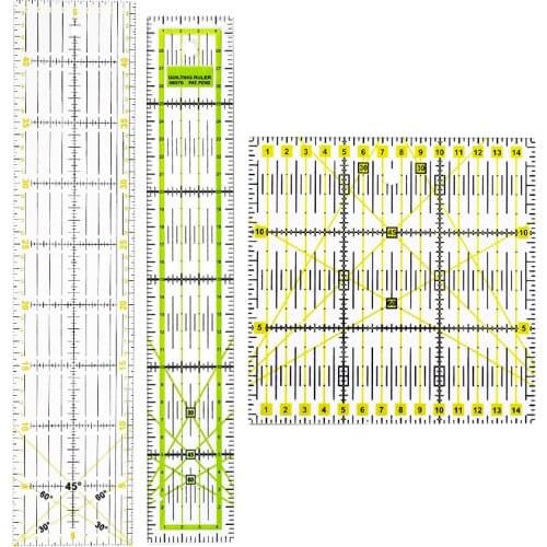 Nonvor 3Pcs/Set Fabric Cloth Ruler Set Acrylic Drawing Tools Ruler for DIY Patchwork Sewing Cutting Yardstick Craft Scale