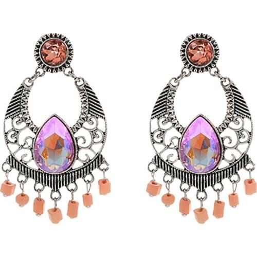 ZHINI New Style Bohemian Wedding Resin Crystal Dangle Earrings for Women Enthic Water Drop Earring Jewelry 2020 brincos
