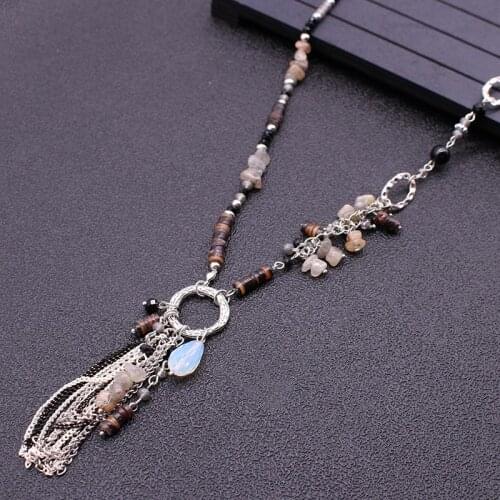 Bohemian handmade tassel necklace ladies natural shell gravel fashion retro coconut shell beads beaded pendant necklace jewelry