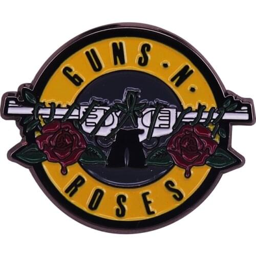 Guns N Roses Lapel Pins Steampunk Glass Dome Rock And Roll Band Butterfly Brooches Pin Music Guns N Roses Color Pin