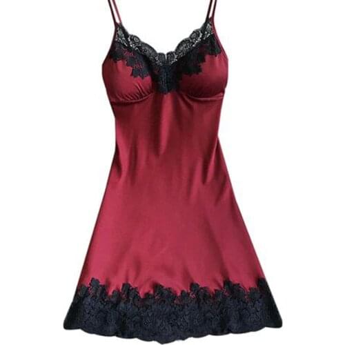 Dress sleepwear 2021 fashion Sleepshirts Sexy Padded V-Neck Lace Strappy Erotic Underwear Nightdress Home Sleepwear xl