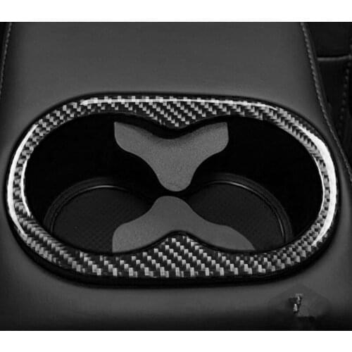 Genuine Carbon Fiber For Dodge Challenger 2015-up Car Rear Center Armrest Water Cup Frame Cover Trim Car Styling