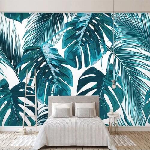 Custom Photo Nordic Modern Tropical Plant Leaves 3D Living Room Bedroom TV Background Wall Decoration Painting Wallpaper Mural