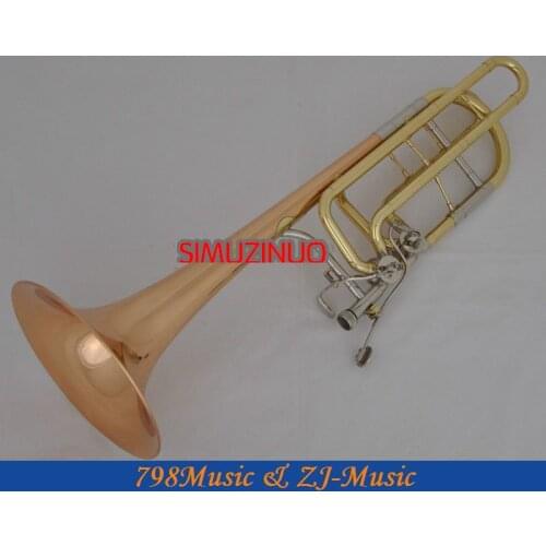 Professional Double Rotor Bass Trombone Bb/F/Eb&Bb/F/D/Gb Rose Brass Bell New