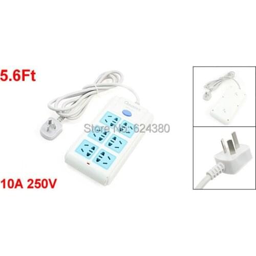 Wholesale Retail QL-GO-6 1.7M 5.6Ft Cord Cable AU EU US Socket 6 Six Outlet Australia Plug Universal Power Strip 10A 250V AC