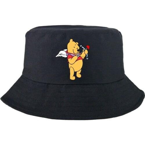 Disney Winnie the Pooh Fishing Hat New Summer Bucket Hat For Man Women Kids Bob Hat Colorful Reversible Sunscreen Fisherman