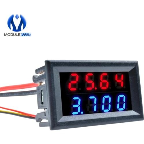 Blue Red 0.28" 0.28 INCH Digital LED 0-100V 10A Voltmeter Ammeter Amp Dual Voltage Meter Gauge Connectors 5 Wires